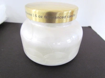 Anthropologie 蓝色火山蜡烛虹彩白色 Capiz Capri 蓝色 6 盎司 — 第 1/4 张图片