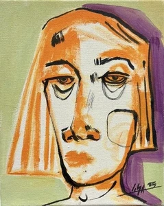 Face in Transit – Original Acrylic Painting on Canvas (8x10”) by Lisa. - Picture 1 of 5