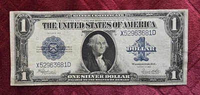 1923 $1 “HORSE BLANKET” Silver Cert JFK's B-Day Serial #X52963681D 5/29/1963 - Image 1 of 4