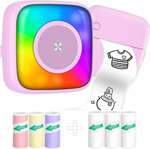 Mini Printer Sticker Printer Print Pod with 6 Rolls Sticker Paper, Seven Color L - Picture 1 of 9