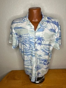 Men's Zara Relaxed Fit S/S Button Front Shirt Medium M - Palm Trees - Cotton - Picture 1 of 5