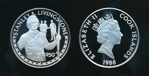 Cook Island: 1988 $50 Explorer - Stanley & Livingstone Proof - Picture 1 of 1