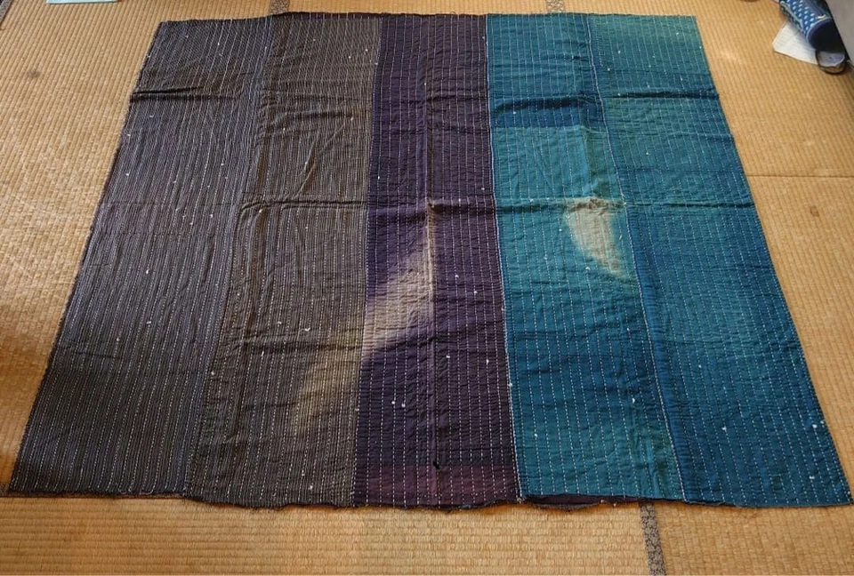 Funda Futón Boro Índigo Japonés Vintage Sashiko Rayas Algodón Textil 63x61 pulgadas Foto 1 de 4