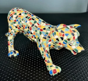 Vintage 6,5" Barcino bunte Mosaik verspielte Hundefigur - Bild 1 von 4