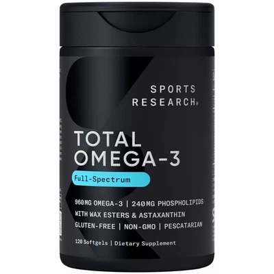 Total Omega-3 2200mg 120 Softgels Wild Salmon Krill Astaxanthin EPA DHA - Image 1 of 4