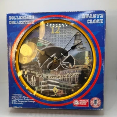 Reloj de pared de la Universidad de Iowa nuevo en paquete Foto 1 de 4
