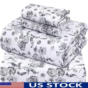 Cotton Queen Percale Sheets Cooling Lightweight Deep Pockets 4 Pieces Set New - Picture 1 of 8