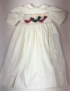 Vestito Bambina Angelo Natalizio Ricamato Fumè Taglia 6 Schiena Fiocco Nuovo Senza Etichette - Foto 1 di 7