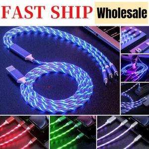 LOT 3 in 1 LED Fast Charging Cable Adapter For IOS Micro USB Type C Charger Cord - Picture 1 of 26