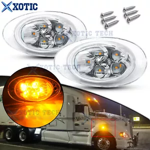 For Freightliner Cascadia 08-17 Amber LED Cab Side Marker Turn Signal Light 5SMD - Foto 1 di 13