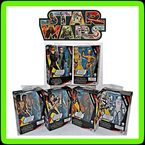 🌌 6 Lot STAR WARS Figures Luke C3PO Han Chewie Jet Trooper Finn 🆕 NIB ✅ SEALED Cover