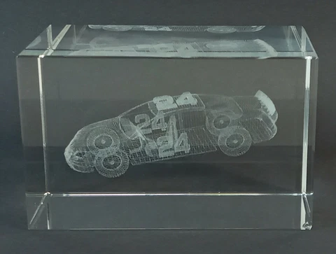 Paperweight Jeff Gordon 24 Glass 3D Laser Etched Race Car NASCAR Cover