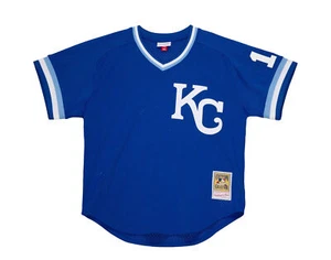 Mitchell & Ness Authentic Mesh BP Jersey Blue/White KC Royals 1989 Bo Jackson - Picture 1 of 8