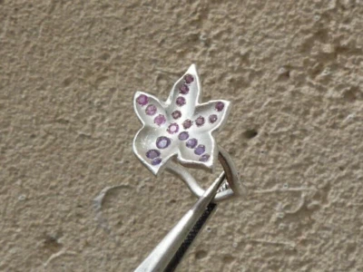 Anello IN Argento 925, Zaffiri Rose E Ametista, Taglia 50 - Immagine 1 di 4