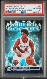 SCOOT HENDERSON RC 2023-24 Donruss Optic #15 White Hot Rookies VIOLA PSA 10 - Foto 1 di 4