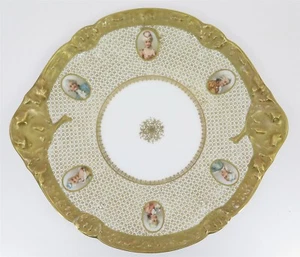 Antique Limoges Hand Painted Plate Featuring Portraits of Noble People 10"diam. - Picture 1 of 11