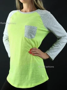 Victoria's Secret PINK Shirt Contrast Pocket Raglan Crew Lightweight Top Tee NWT - Picture 1 of 1