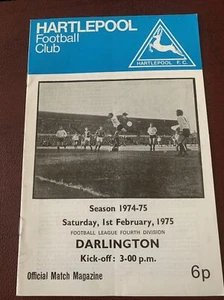 1975 Hartlepool United V Darlington Football Soccer Match Programme - Picture 1 of 3