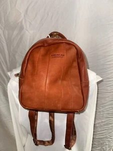 NEW NWT AMERICAN LEATHER CO DENISE MINI BACK PACK LEATHER BRANDY COLOR - Picture 1 of 4
