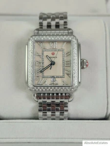 Michele Deco Madison Silver Diamond Cream Blush Refurb Watch MWW06T000267 NWT - Picture 1 of 5