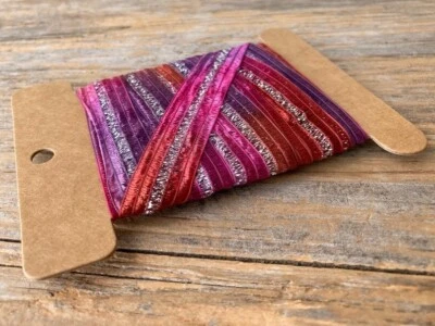 5yd louisa harding sari ribbon yarn bollywood 3 . pink purple wide sparkle trim - Image 1 of 2