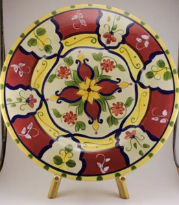 Plato grande Pier 1 One "Vallarta" redondo pintado a mano loza 13" - Imagen 1 de 7