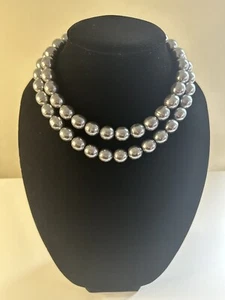 Beautiful 16 inch gray/silver Double strand fashion bead necklace - Picture 1 of 4