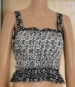 NWT Loft Women's Black & White Floral Peplum Cami Size M - Picture 1 of 14