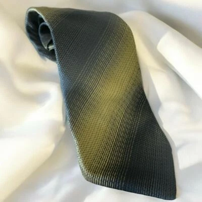 TINO COSMA 男式丝绸领带,意大利制造,抽象棕褐色和灰色条纹领带 — 第 1/3 张图片