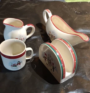Christmas (4) Piece: Royal Seasons Snowman (gravy bowl, napkin holder, creamer, - Picture 1 of 8