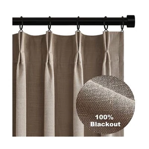 Topfinel Taupe Burlap Linen Blackout Curtains & Drapes 84 Inch Length 2 Panel... - Picture 1 of 8