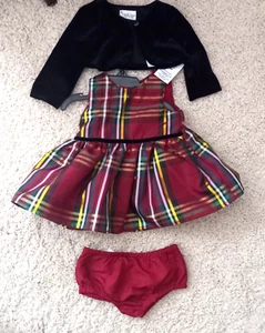 Pippa & Julie dress  3-6m 3 pc Christmas Layered dress w/diaper panties, sweater - Picture 1 of 9