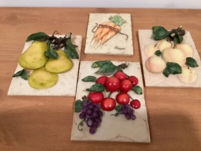 4 Resin 3D Wall Hanging 3 Fruit & 1 Vegetable. F- 6 x 4 1/2”. V- 5x4”. - Image 1 of 4