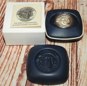 1992 Christopher Columbus 500 Anniversary 1 oz argento proof rotondo con scatola + certificato di autenticità - Foto 1 di 19