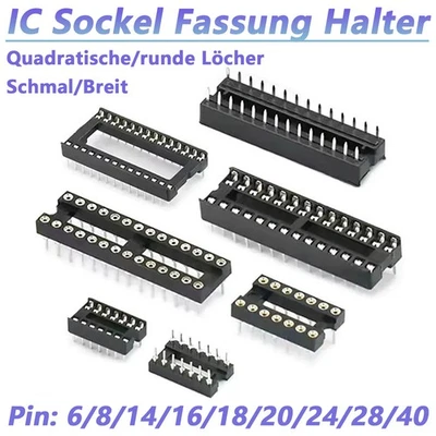 IC Sockel Fassung Präzisionsfassung DIP DIL Halter Socket 6/8/14/16/18-40 polig - Bild 1 von 4