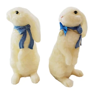 Velas de cera de conejo de Pascua vintage de 10" crema y azul pequeño tono dorado conejo encanto - Imagen 1 de 7