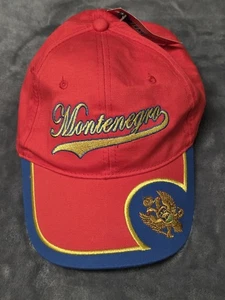 New With Tags Red Montenegro Hat 100% Cotton With Crest - Picture 1 of 5