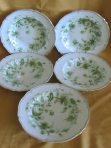 Série de 5 assiettes creuses Haviland Limoges modèle à La Corne vert - Imagen 1 de 7