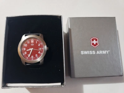 NEW NOS Vintage Victorinox Swiss Army Mens Swiss Made Watch WR100M Red Dial - Image 1 of 4
