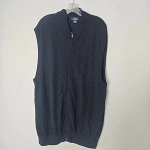Brooks Brothers 346 Mens Black Zip Up Merino Wool Vest Sweater Vest Size XXL - Picture 1 of 6