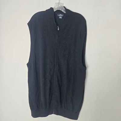 Brooks Brothers 346 Mens Black Zip Up Merino Wool Vest Sweater Vest Size XXL - Image 1 of 4