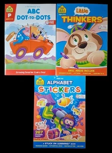 School Zone Workbook Lot Little Thinkers Alphabet Stickers Ages 3-6 Preschool - Imagen 1 de 2
