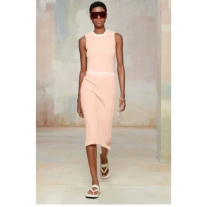 NUEVO CON ETIQUETAS Zara Srpls Falda Midi En Capas Blanca Melocotón Acanalada Cintura Alta Tejida Talla L - Imagen 1 de 9