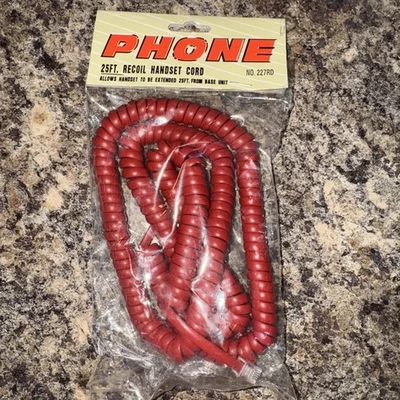 Cherry Red Long Handset Cord Vintage Phone Receiver 25Ft 227RD Triace - Image 1 of 4