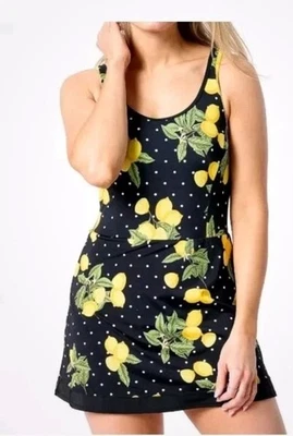 Isaac Mizrahi Live! Bridgehampton Swim Dress Black Lemons A587252 Size 16 - Image 1 of 2