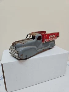 Marx Sand & Kies Pressstahl LKW rot weiß & grau alles original Vintage - Bild 1 von 15
