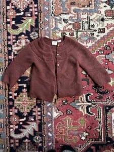 Zara Burnt Red Maroon Wine Button Cottage Knit Cardigan Sweater 3/4 Kids Cozy - Picture 1 of 4