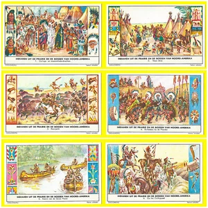 c1960 OXO LIEBIG - Lot of 6 Dutch Trading Cards - American Indian Scenes - RARE! - Picture 1 of 12