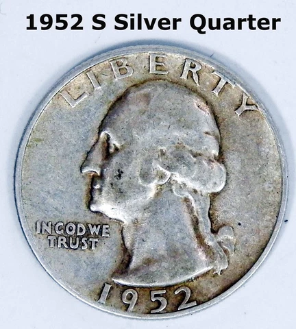 1952 S San Francisco Washington Head Quarter 90% SILVER 25 CENT COIN AU XF Cover