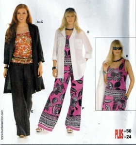 Burda Pattern 7638 Women Coordinates Button Jacket Top Wide-leg Pants Size 10-24 - Picture 1 of 3